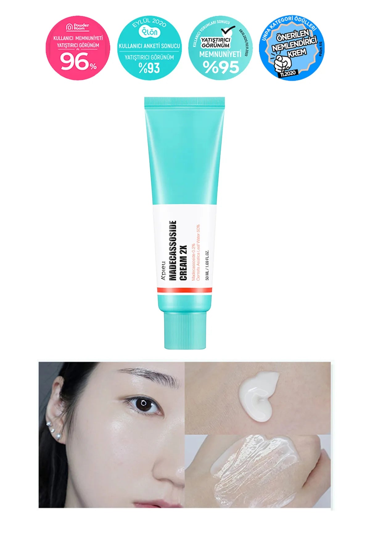 Apieu Hassas Ve Yıpranmış Ciltlere Özel Yoğun Nem Ve Bakım Sunan Krem 50ml A'pıeu Madecassoside Cream 2x